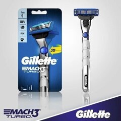 Бритва мужская Gillette Mach3 Turbo 1 шт. цена и информация | Косметика и средства для бритья | kaup24.ee