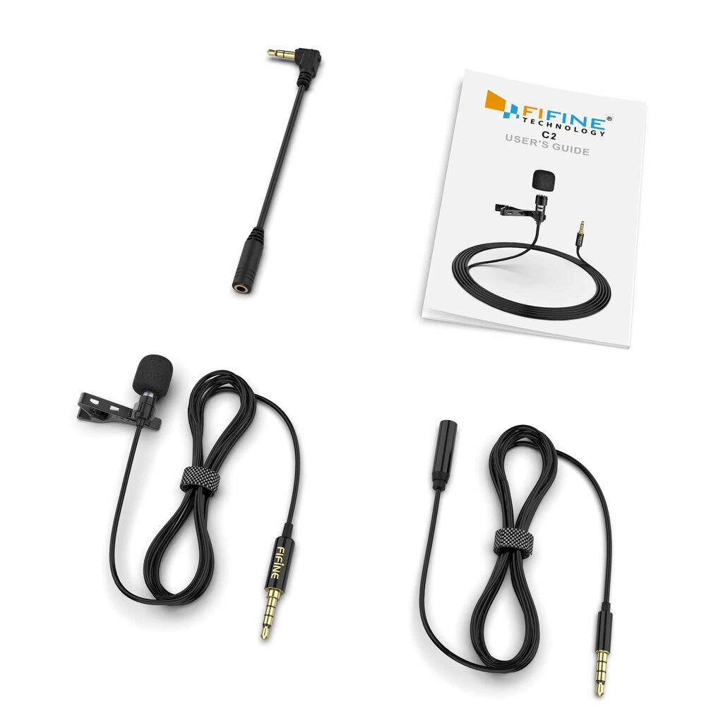 Fifine C2 lavalier mikrofon ajaveebide / netisaadete / voogude / telefonide / arvuti jaoks must hind ja info | Mikrofonid | kaup24.ee