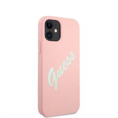 GUHCP12SLSVSPG Guess Silicone Vintage Green Script Cover for iPhone 12 mini 5.4 Pink hind ja info | Telefoni kaaned, ümbrised | kaup24.ee