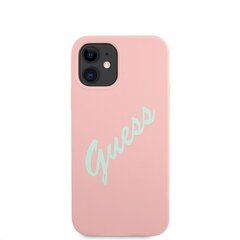GUHCP12SLSVSPG Guess Silicone Vintage Green Script Cover for iPhone 12 mini 5.4 Pink hind ja info | Telefoni kaaned, ümbrised | kaup24.ee