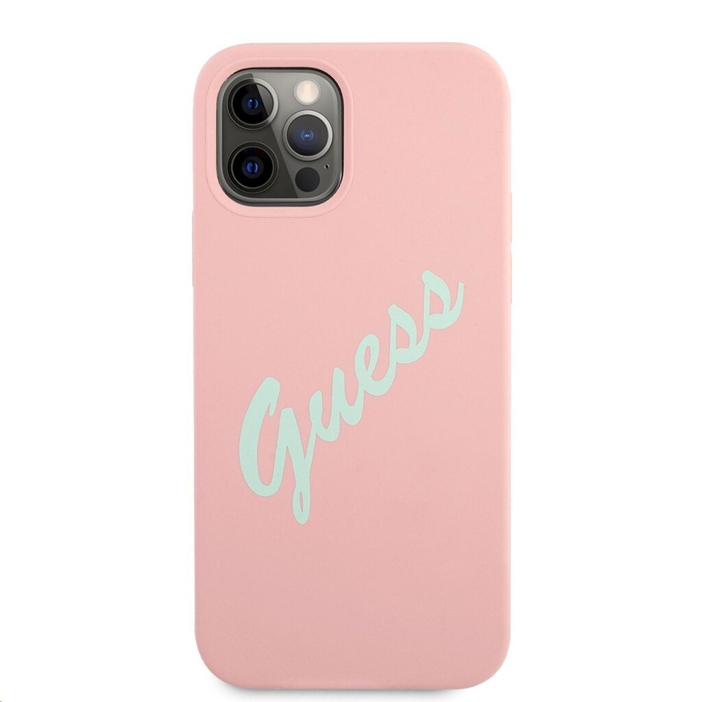 GUHCP12LLSVSPG Guess Silicone Vintage Green Script Cover for iPhone 12 Pro Max 6.7 Pink hind ja info | Telefoni kaaned, ümbrised | kaup24.ee