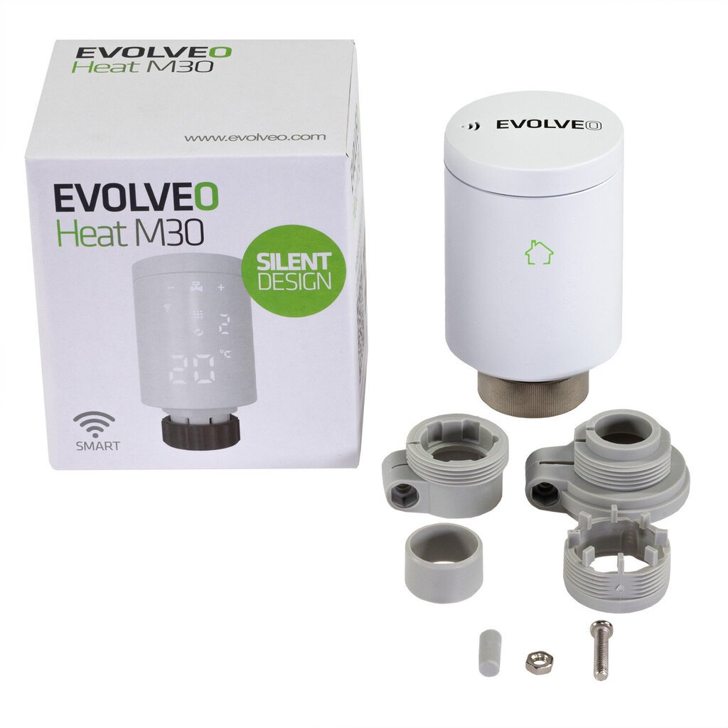 EVOLVEO Heat M30 nutikas termostaatpea radiaatori jaoks, LED, puutetundlik, ühildub erinevate süsteemidega HUB, Google, Alexa, RA, RAV, RAVL. hind ja info | Taimerid, termostaadid | kaup24.ee