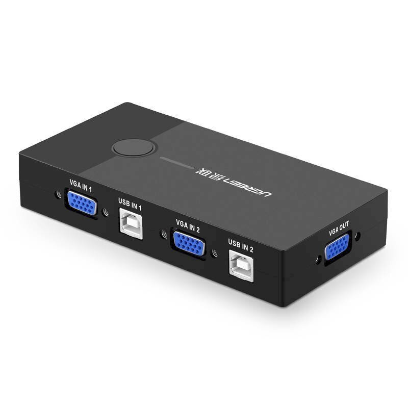 Ugreen KVM lüliti adapter, 2x VGA, 2x USB 2.0, must цена и информация | USB jagajad, adapterid | kaup24.ee