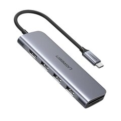 UGREEN USB-C to 3 Ports USB3.0-A Hub + HDMI + TF/SD (Space Gray) hind ja info | USB jagajad, adapterid | kaup24.ee