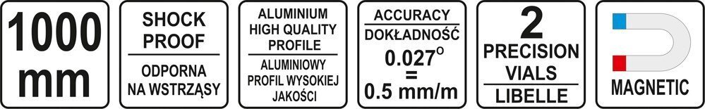 Vesilood alumiiniumist, magnet, 100cm, 2L, Yato (YT-30063) цена и информация | Käsitööriistad | kaup24.ee