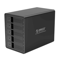 Внешний корпус Orico для 5 жестких дисков 2.5 / 3.5 дюйма цена и информация | Адаптер Aten Video Splitter 2 port 450MHz | kaup24.ee