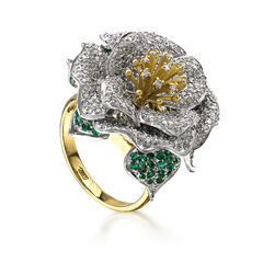 Kuldne sõrmus teemantide ja smaragdidega 09TPZ500159 09TPZ500159 hind ja info | Sõrmused | kaup24.ee