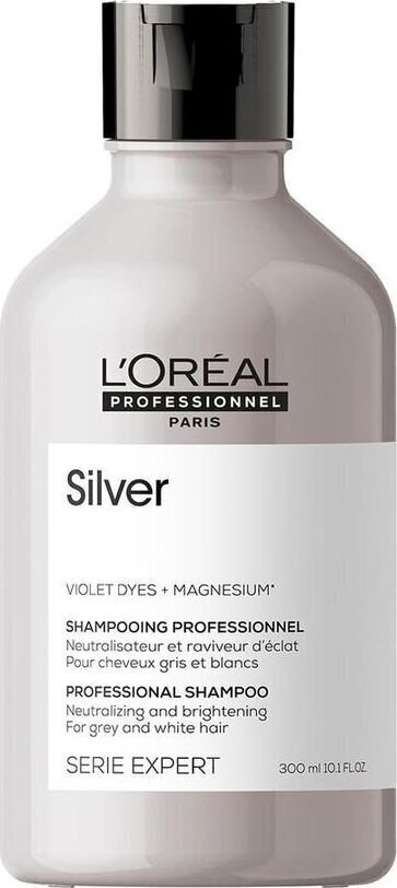 Kollast tooni neutraliseeriv šampoon hallidele ja heledatele juustele L'Oreal Professionnel Serie Expert Silver 300 ml цена и информация | Šampoonid | kaup24.ee