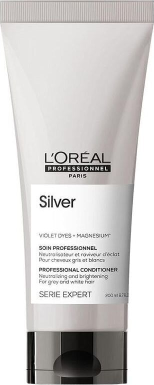 Kollaseid toone neutraliseeriv palsam hallidele ja blondidele juustele L’Oreal Professionnel Serie Expert Silver 200 ml цена и информация | Juuksepalsamid | kaup24.ee