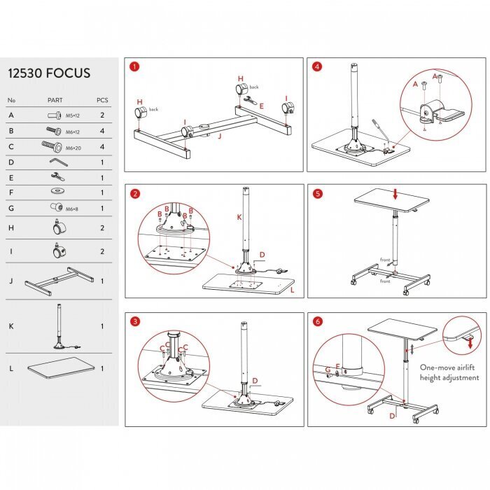 Tatkraft Focus Airlift Sit-Stand mobiilne ergonoomiline arvutilaud цена и информация | Arvutilauad, kirjutuslauad | kaup24.ee