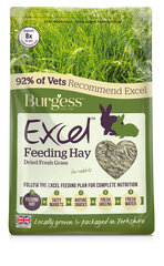 Сено Burgess Excel Dried Fresh Grass, 1кг цена и информация | Корм для грызунов | kaup24.ee