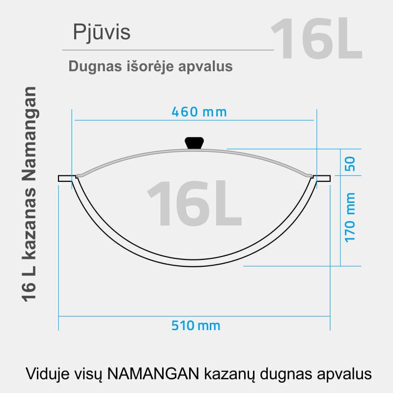 Poleeritud, põletatud Usbeki kazan, 16 l цена и информация | Potid ja kiirkeedupotid | kaup24.ee