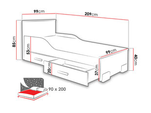 Voodi Caren 90x200 cm + voodikastid hind ja info | Voodid | kaup24.ee