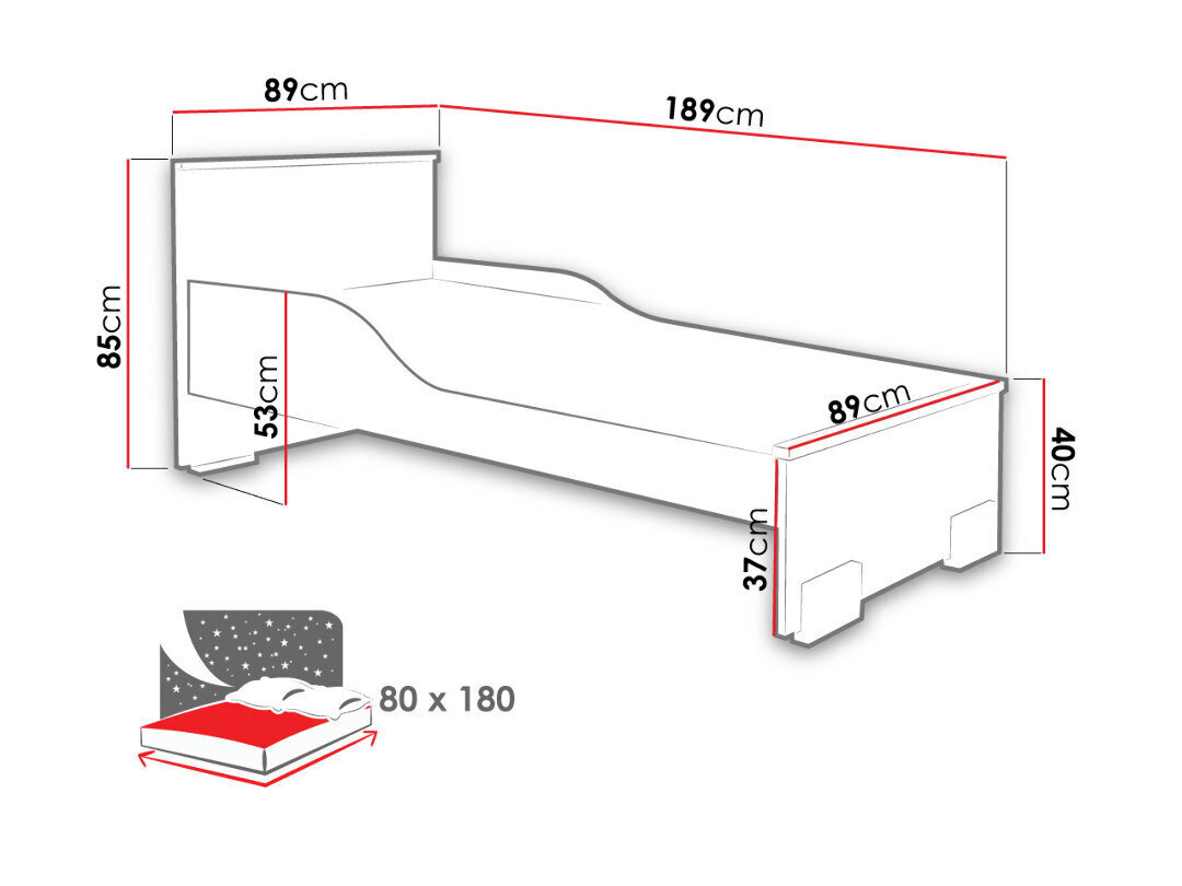 Voodi Caren 80x180 cm hind ja info | Voodid | kaup24.ee