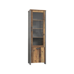 Шкаф-витрина Clif-II, тёмно-серый/винтажный дуб цена и информация | Витрины, серванты | kaup24.ee