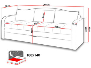 Диван-кровать с ящиком для белья Laura цена и информация | Диваны | kaup24.ee