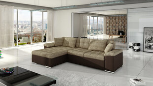 Угловой диван-кровать с ящиком для белья Diana, светло-коричневый текстиль/коричневая искусственная кожа цена и информация | Диваны | kaup24.ee
