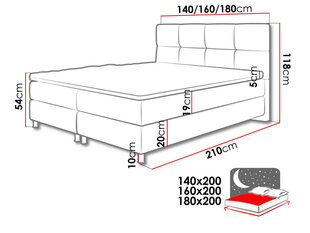 Kontinentaalvoodi Dave 180x200 cm hind ja info | Voodid | kaup24.ee