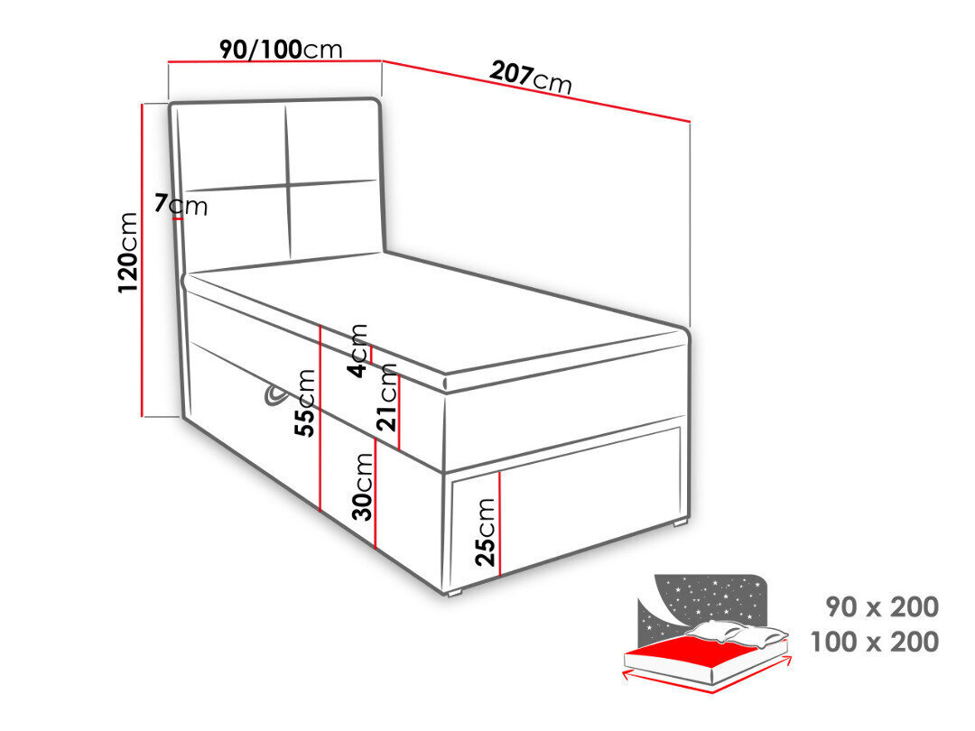 Kontinentaalvoodi Garda Lux 90x200 hind ja info | Voodid | kaup24.ee