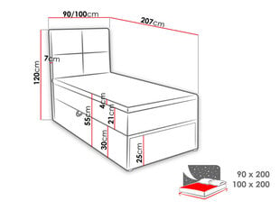 Континентальная кровать Garda Lux, 100x200 цена и информация | Кровати | kaup24.ee