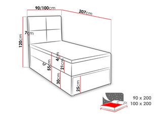 Kontinentaalvoodi Garda Lux 100x200 hind ja info | Voodid | kaup24.ee