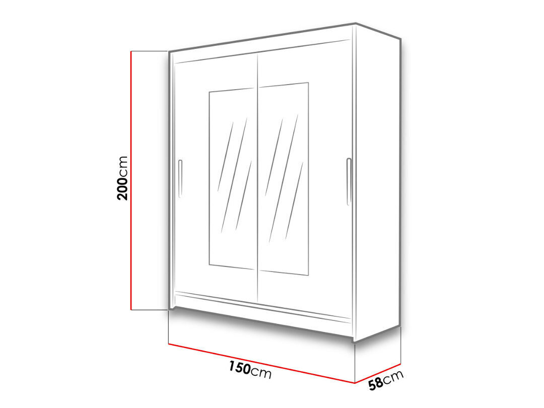 Lükandustega riidekapp WESTA / PRESTO III + LED hind ja info | Kapid | kaup24.ee