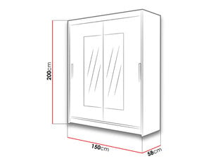 Lükandustega riidekapp WESTA / PRESTO III + LED цена и информация | Шкафы | kaup24.ee