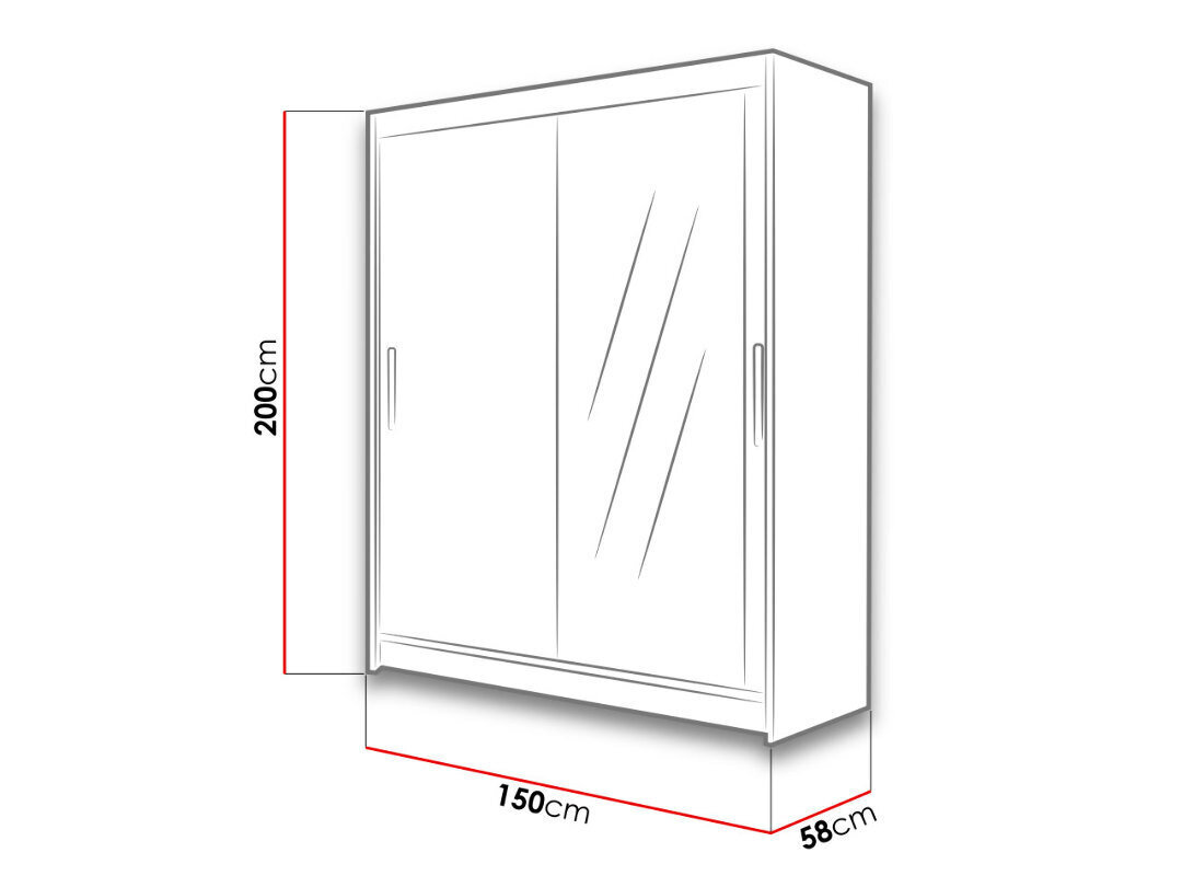 Lükandustega riidekapp WESTA / PRESTO VI + LED цена и информация | Kapid | kaup24.ee