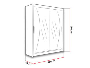Шкаф с раздвижными дверями WESTA / PRESTO X + LED цена и информация | Шкафы | kaup24.ee