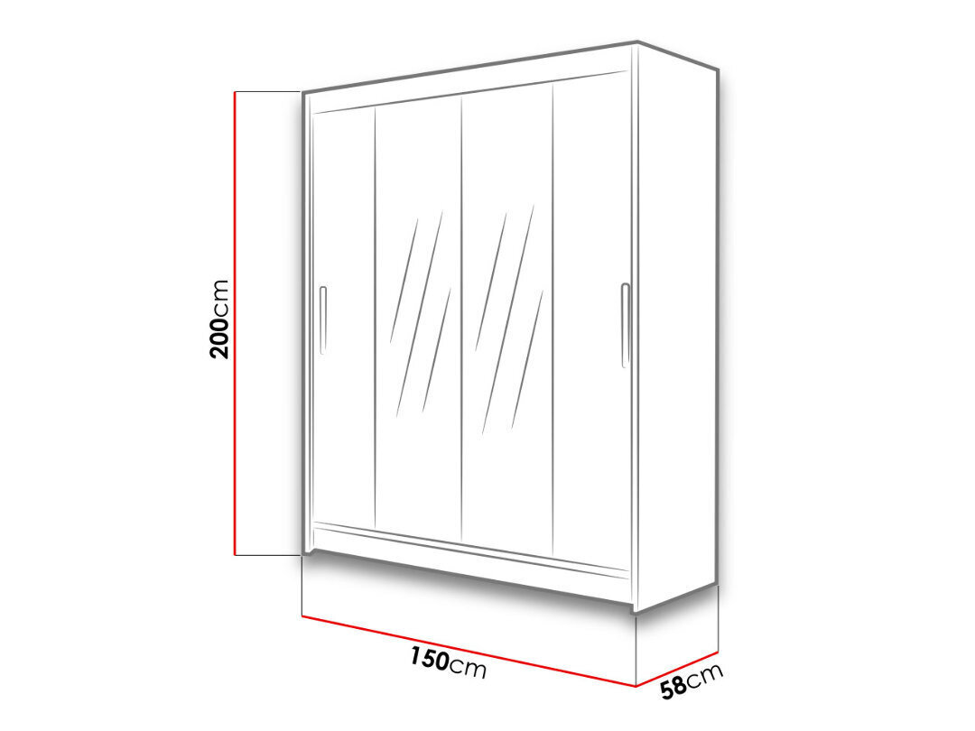 Lükandustega riidekapp WESTA / PRESTO II + LED hind ja info | Kapid | kaup24.ee