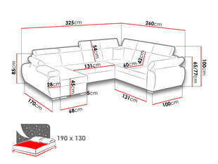Угловой диван-кровать BOSTON U цена и информация | Угловые диваны | kaup24.ee