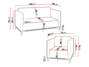 Комплект мягкой мебели SZAFIR 2+1+1 цена и информация | Диваны | kaup24.ee