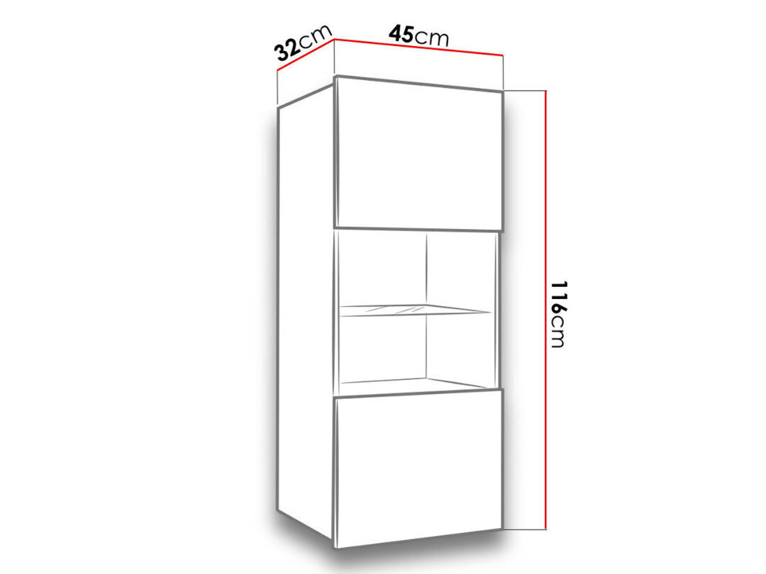 Vitriinkapp Calabrini + valge valgustus hind ja info | Vitriinkapid | kaup24.ee