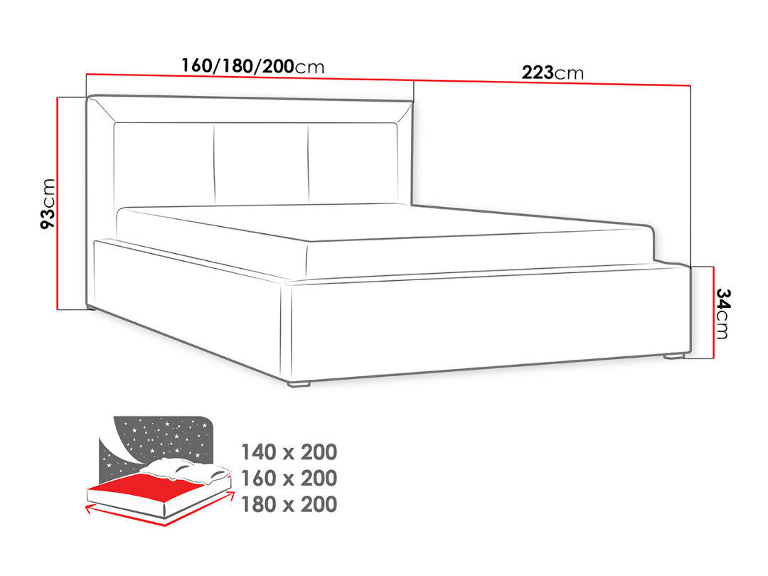 Voodi Moden 180x200 cm ülestõstetava voodipõhjaga hind ja info | Voodid | kaup24.ee