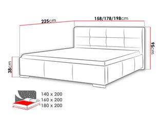 Кровать Lazio 180x200 см с подъемным основанием цена и информация | Кровати | kaup24.ee