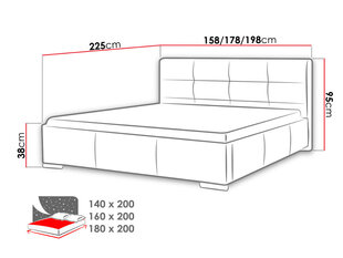 Voodi Lazio 180x200 cm ülestõstetava voodipõhjaga hind ja info | Voodid | kaup24.ee