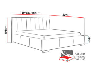 Voodi Milano 160x200 cm ülestõstetava voodipõhjaga hind ja info | Voodid | kaup24.ee