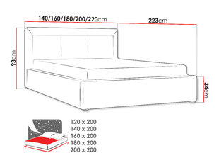 Voodi Moden 200x200 cm ülestõstetava voodipõhjaga hind ja info | Voodid | kaup24.ee