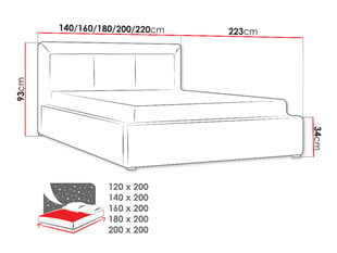 Кровать Moden 200x200 см с выдвижным основанием цена и информация | Кровати | kaup24.ee