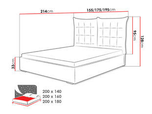 Voodi Szymek 140x200 cm ülestõstetava voodipõhjaga, pruun hind ja info | Voodid | kaup24.ee