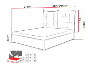 Кровать Szymek 180x200 см с подъемным основанием, черная цена и информация | Кровати | kaup24.ee
