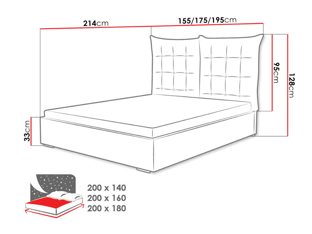 Voodi Szymek 180x200 cm ülestõstetava voodipõhjaga, beež цена и информация | Voodid | kaup24.ee