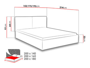 Кровать Szymek 140x200 см с подъемным основанием, зеленый с узором цена и информация | Кровати | kaup24.ee