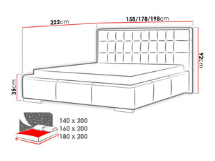 Кровать Vento 140x200 см с выдвижным основанием, белая цена и информация | Кровати | kaup24.ee