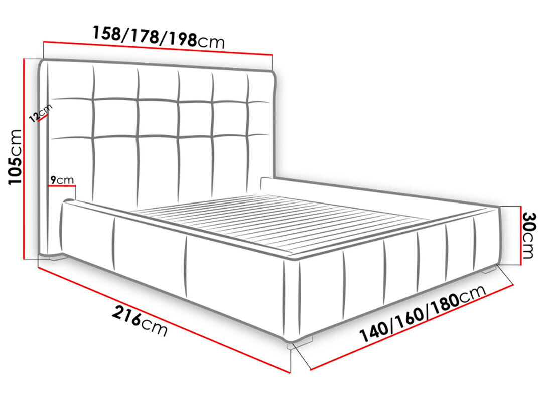 Voodi ALAN 180x200 cm hind ja info | Voodid | kaup24.ee