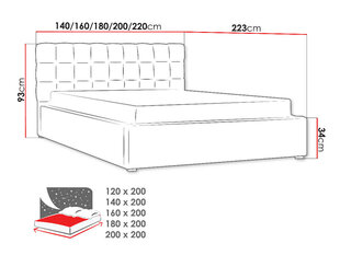 Кровать MALMO, 120x200 см цена и информация | Кровати | kaup24.ee
