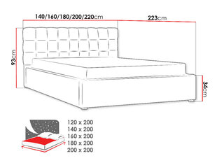 Voodi MALMO 200x200 cm hind ja info | Voodid | kaup24.ee