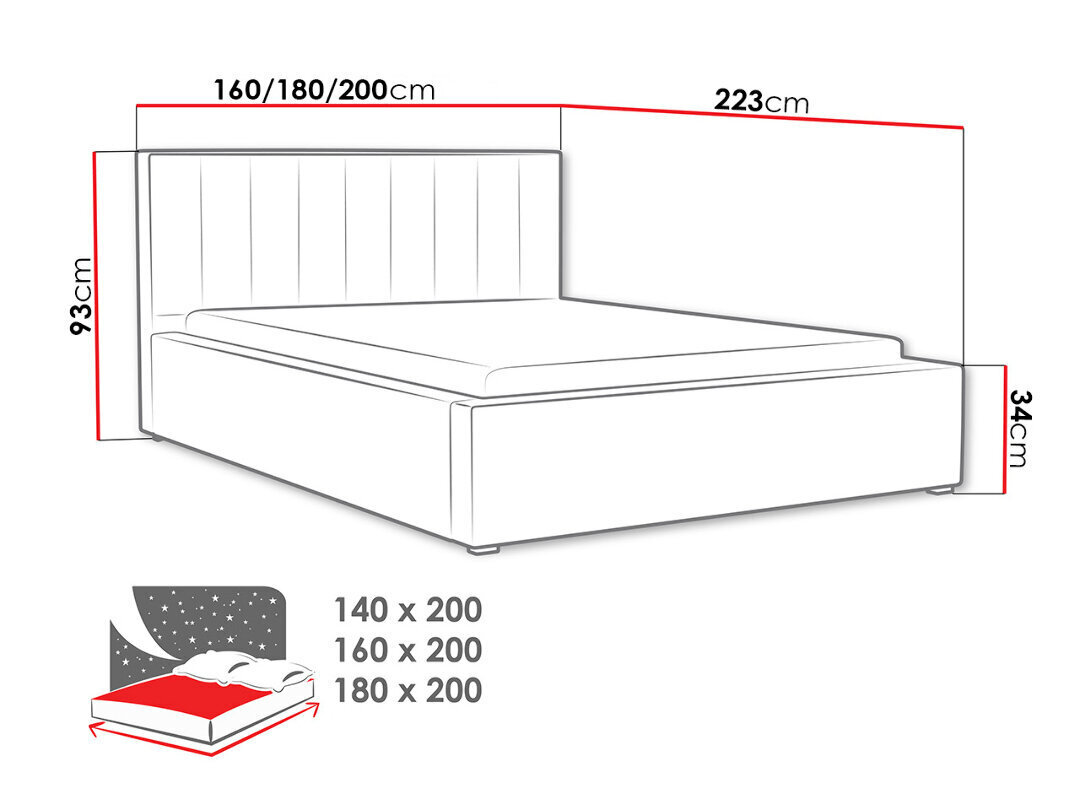 Voodi IDEAL 160x200 cm hind ja info | Voodid | kaup24.ee