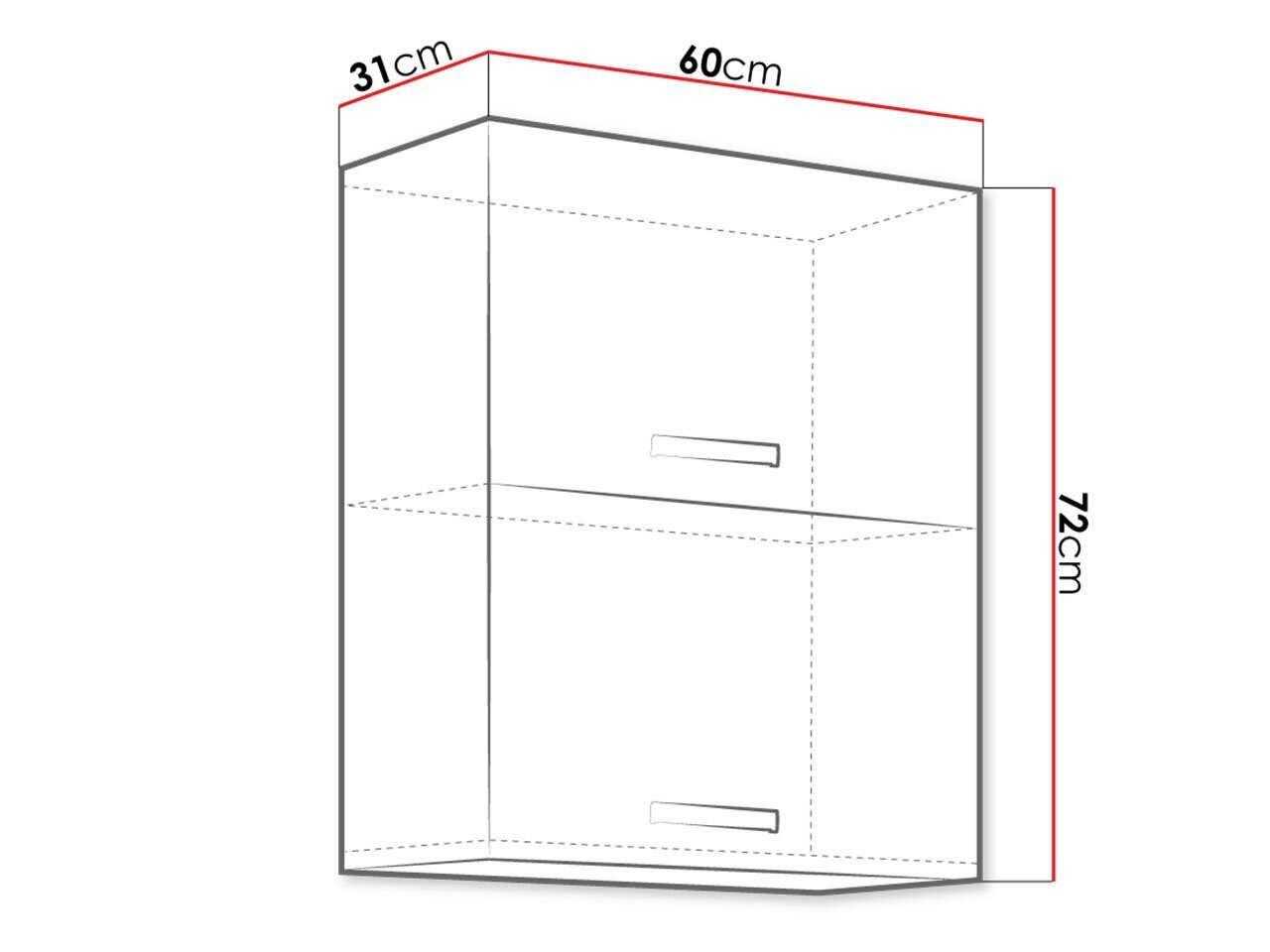 Köögikapp (ülemine) GREY 60 GU-72 2F MULTILINE цена и информация | Köögikapid | kaup24.ee