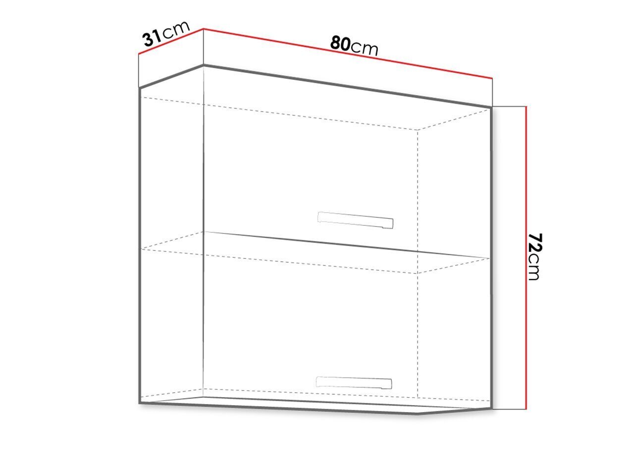 Köögikapp (ülemine) GREY 80 GU-72 2F MULTILINE цена и информация | Köögikapid | kaup24.ee